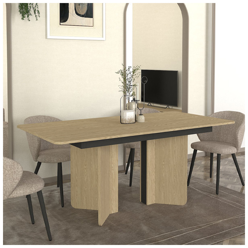 Τραπέζι Lava  χρώμα rota oak - ανθρακί 180x90x76,8εκ.