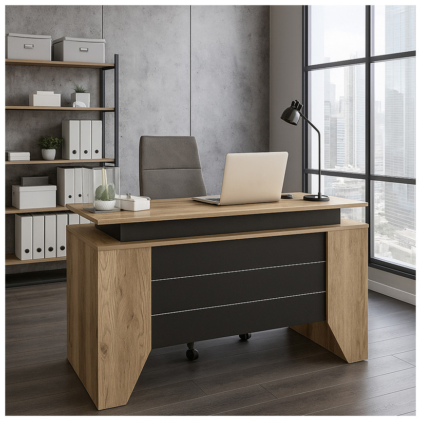 Γραφείο εργασίας Remida  χρώμα sepet oak - ανθρακί 140x60x76,9εκ.