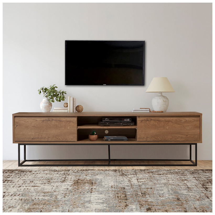 Έπιπλο τηλεόρασης Amedeo  χρώμα καρυδί 180x40x50εκ.