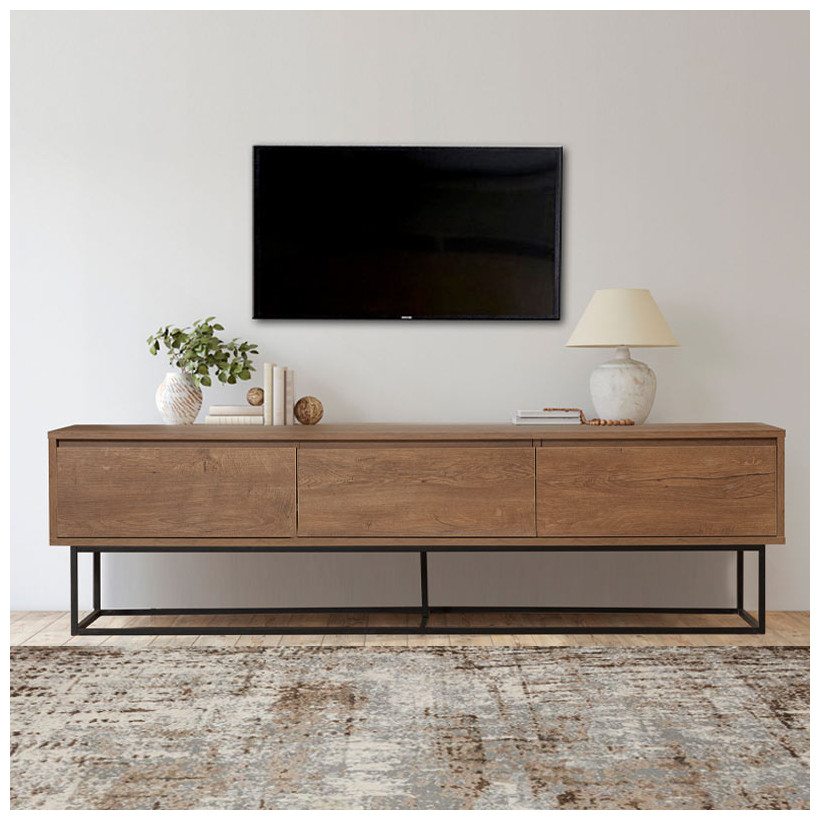 Έπιπλο τηλεόρασης Amedeo  χρώμα καρυδί 180x40x50εκ.