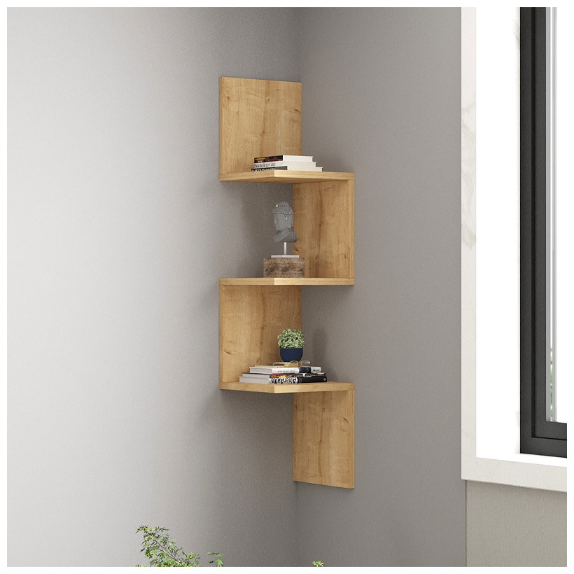 Ραφιέρα τοίχου γωνιακή Zikzak  χρώμα sapphire oak 25x25x105,4εκ.