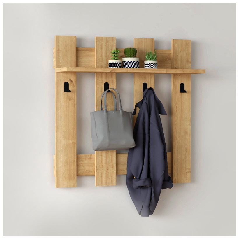 Κρεμάστρα τοίχου Carina  χρώμα sapphire oak 70x18x70εκ.