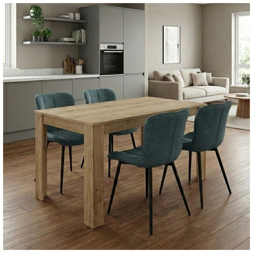 Σετ τραπεζαρία 5τμχ Darlen - Chiara  χρώμα sapphire oak - πράσινο 125x72x74εκ.