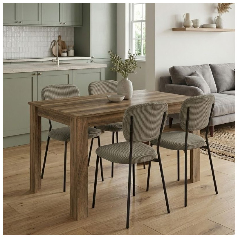 Σετ τραπεζαρία 5τμχ Darlen - Kevin  χρώμα καρυδί - λαδί 125x72x74εκ.