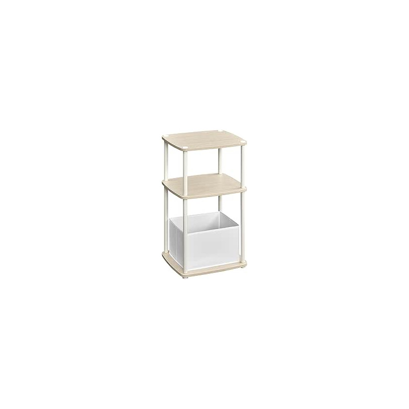 SONGMICS Μοντέρνο Πλαϊνό Τραπέζι 34x30x58cm με 3 Ράφια και Υφασμάτινο Καλάθι σε Μπεζ Χρώμα LET286N01
