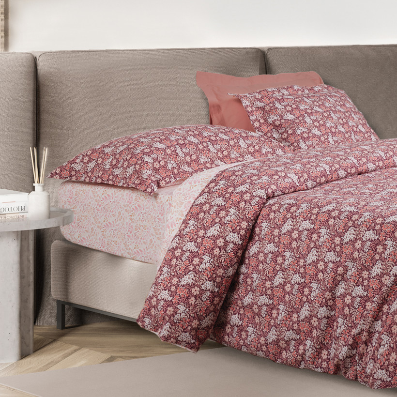 DAS HOME Σετ Υπέρδιπλα Σεντόνια με Λάστιχο - Casual Bordeaux & Nude 502106205433
