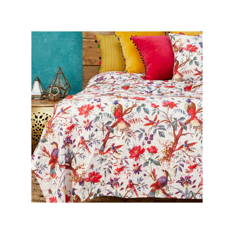 Ριχτάρι 200 x 230 Birds of paradise - Λευκό βαμβακερό