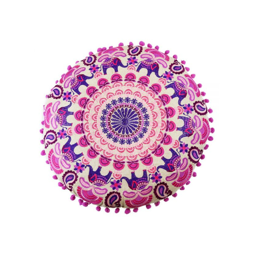 Μαξιλάρι 40 εκ. στρογγυλό Μωβ Mandala κεντητό
