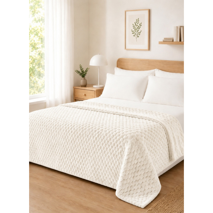 Κουβέρτα Fleece NESTIQ ECRU Εκρού Κουβέρτα μονή: 160 x 220 εκ. MADI