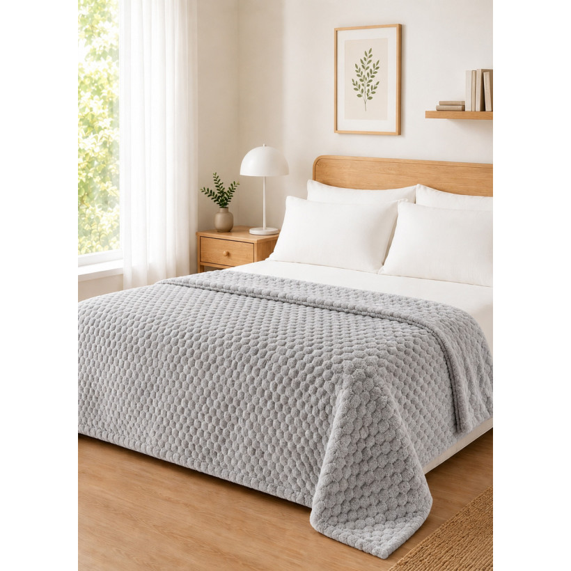 Κουβέρτα Fleece NESTIQ GREY Γκρι Κουβέρτα υπέρδιπλη: 220 x 240 εκ. MADI