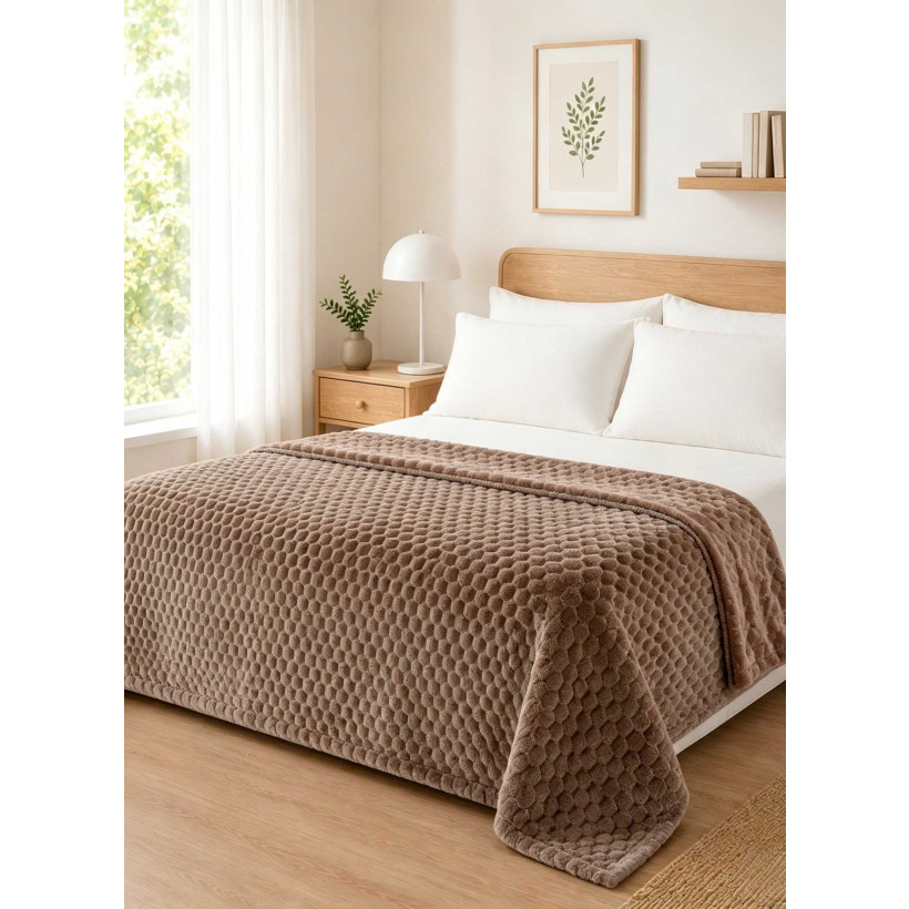 Κουβέρτα Fleece NESTIQ TAUPE MADI