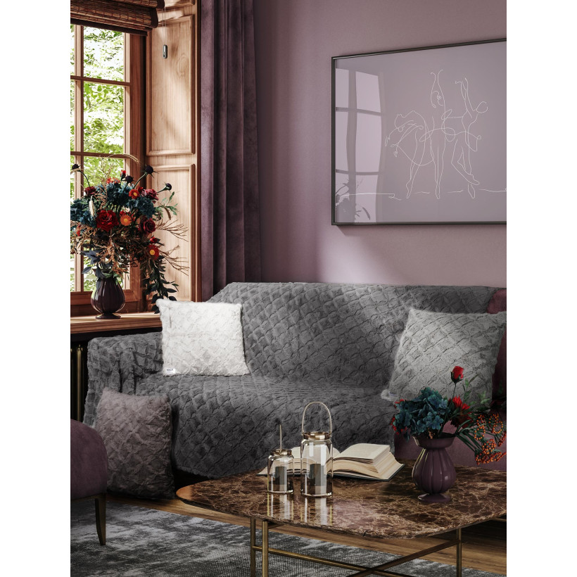 Ριχτάρι OBLONG GREY Γκρι Ριχτάρι τριθέσιου καναπέ: 180 x 300 εκ. MADI