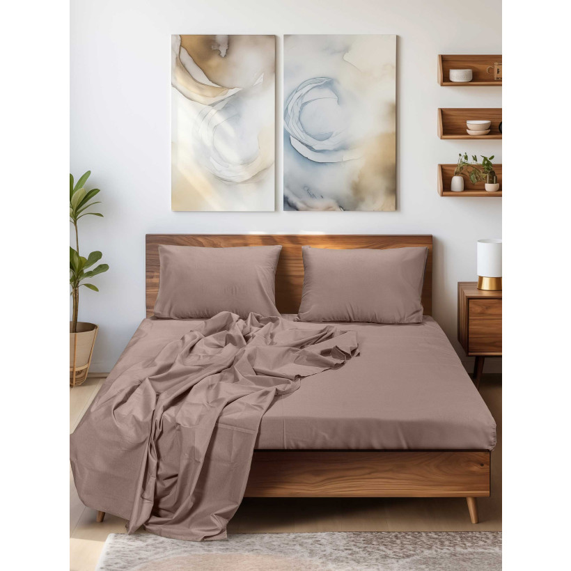 Σεντόνι SLEEK BROWN Καφέ Σεντόνι υπέρδιπλο με λάστιχο: 160 x 200+35 εκ. MADI