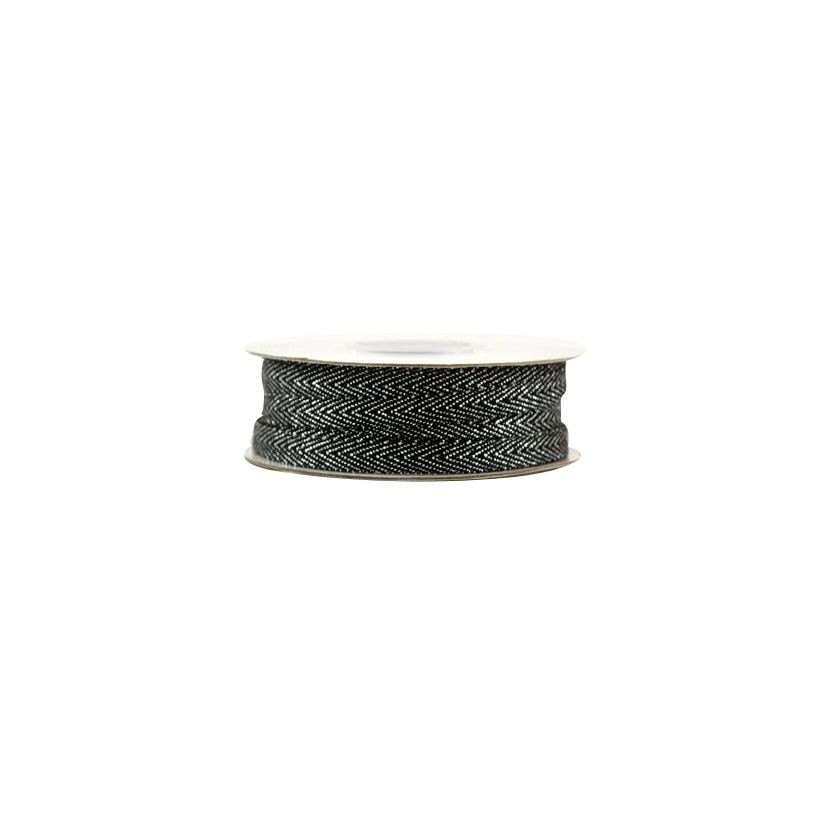 Κορδέλα 25μ. METALIC FISHBONE 7χιλ.x25μ.-ΜΑΥΡΟ