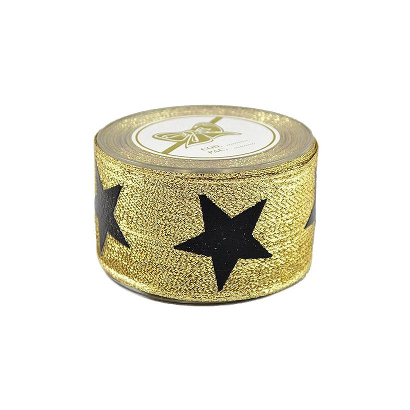 Κορδέλα 9μ. PALERMO METALLIC STAR 5εκ. - Μαύρη