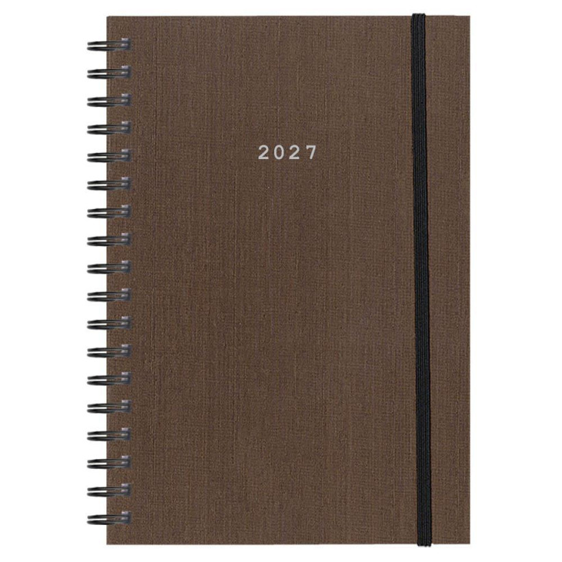 Next ημερολόγιο 2027 fabric plus ημερήσιο σπιράλ καφέ 17x25εκ.  Δυνατότητα εκτύπωσης