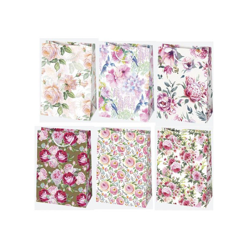 Χάρτινη τσάντα Floral mix (T5_OG_147 ) Υ32x23x11 εκ. - 10 ΤΕΜ