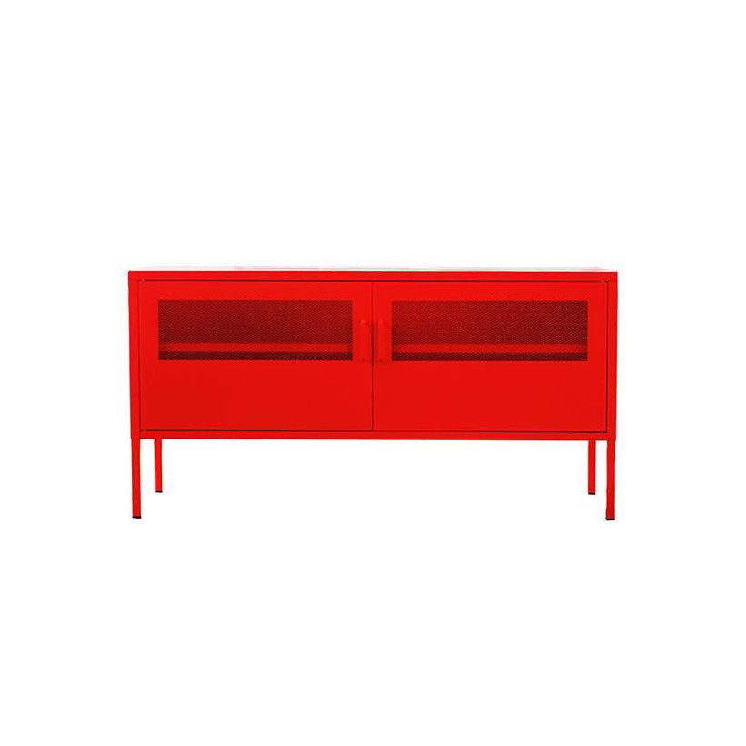 Έπιπλο τηλεόρασης μεταλλικό Nextdeco με ανοιγόμενες πόρτες κόκκινο Υ60x118x40εκ.