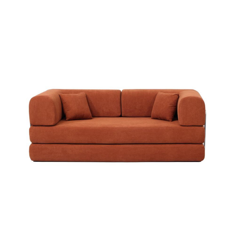 Compressed Nextdeco τριθέσιος καναπές-κρεβάτι πορτοκαλί 200x100x75εκ.