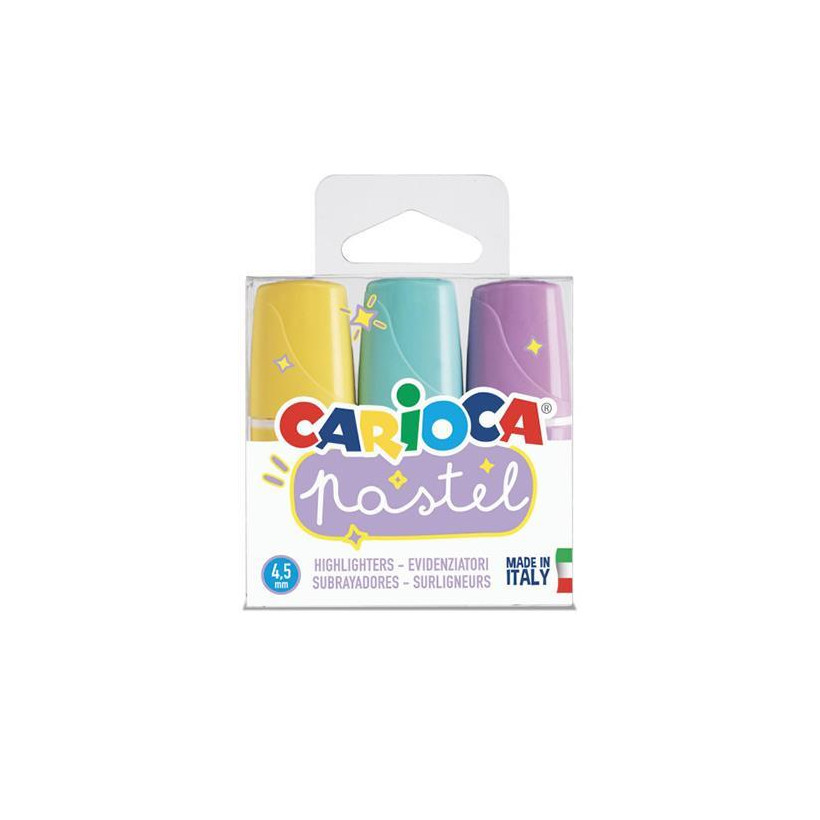 Carioca μαρκαδόροι υπογράμμισης mini σε παστέλ χρώματα 3 τμχ - 3 ΤΕΜ