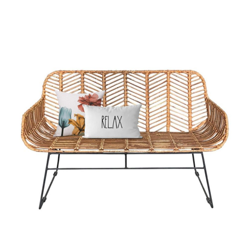 Καναπές-παγκάκι Nextdeco Kalani φυσικό rattan Υ77x112x63εκ.