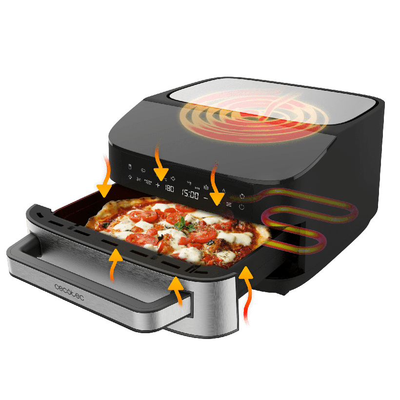 CECOTEC Ηλεκτρικός Φούρνος Πίτσας 7L,Pizza&Fry 7000 με Οθόνη Αφής, Ρυθμιζόμενη Θερμοκρασία και Πέτρα Πίτσας CEC-109091
