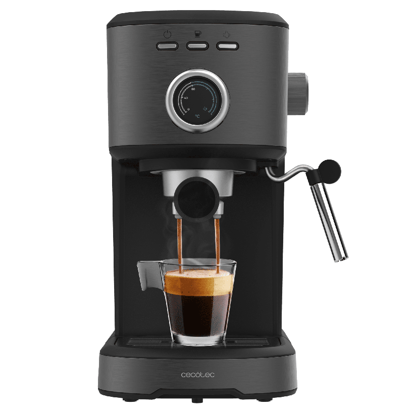 CECOTEC  Καφετιέρα Espresso Power 20 Pecan Steel, Ψηφιακή με 20 Bar και Ρυθμιζόμενο Ατμοποιητή  CEC-00275