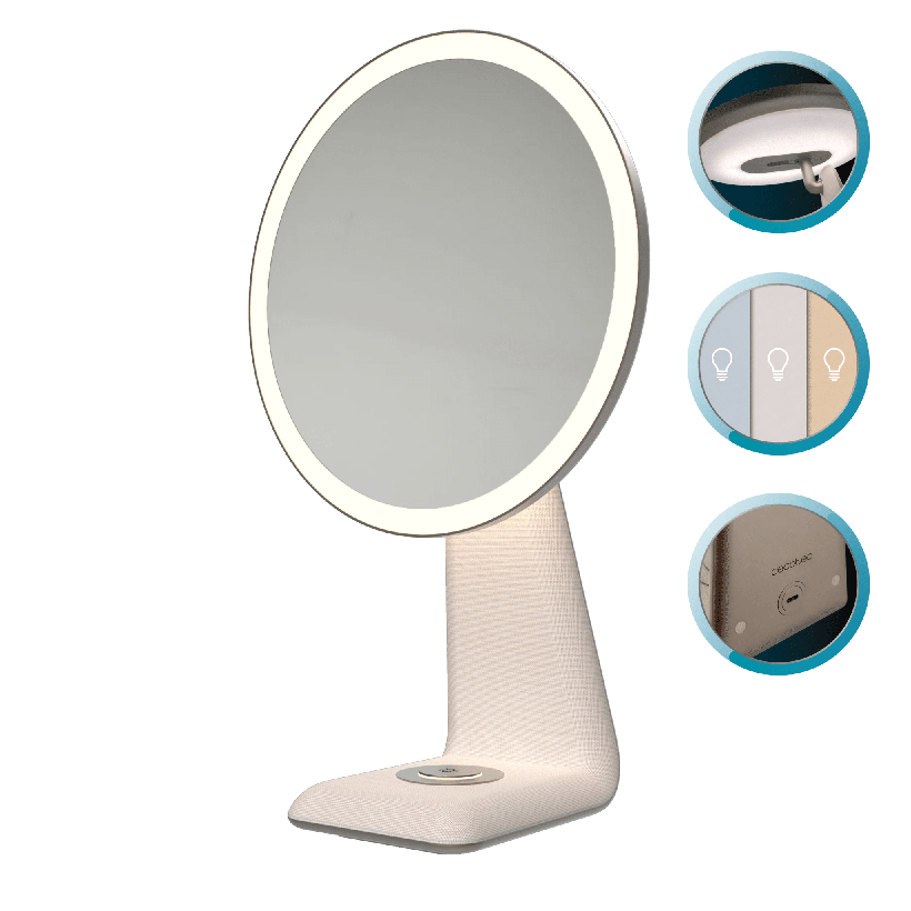 CECOTEC Καθρέφτης Μακιγιάζ Επαναφορτιζόμενος FaceCare με Ενσωματωμένο Φως και 3 Εντάσεις Φωτισμού CEC-122544