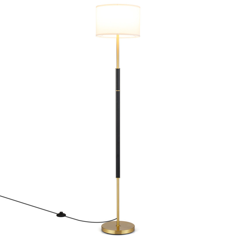 Costway Επιδαπέδιο Φωτιστικό 165 cm με Λινό Καπέλο, Ντουί E27 και Ποδοδιακόπτη, 165 x 25 x 25 cm EU10186DE-DK