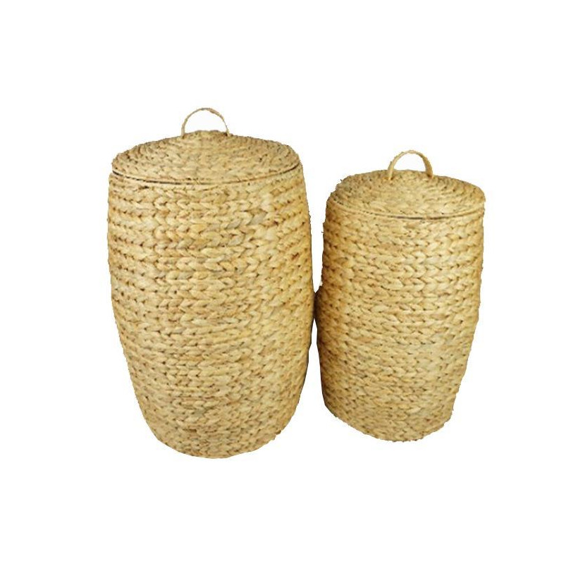 Σετ 2 καλάθια BOHO με καπάκι από rattan Ø39xΥ49εκ. - Ø39xΥ56εκ.