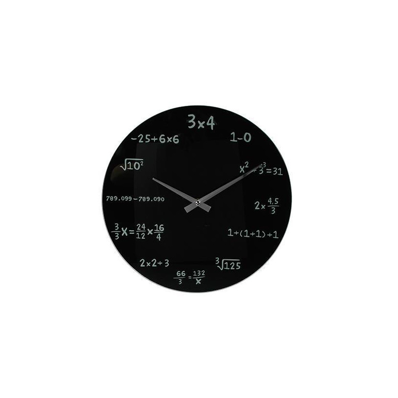 Ρολόι τοίχου γυάλινο μαύρο "mathematic" Ø35εκ.
