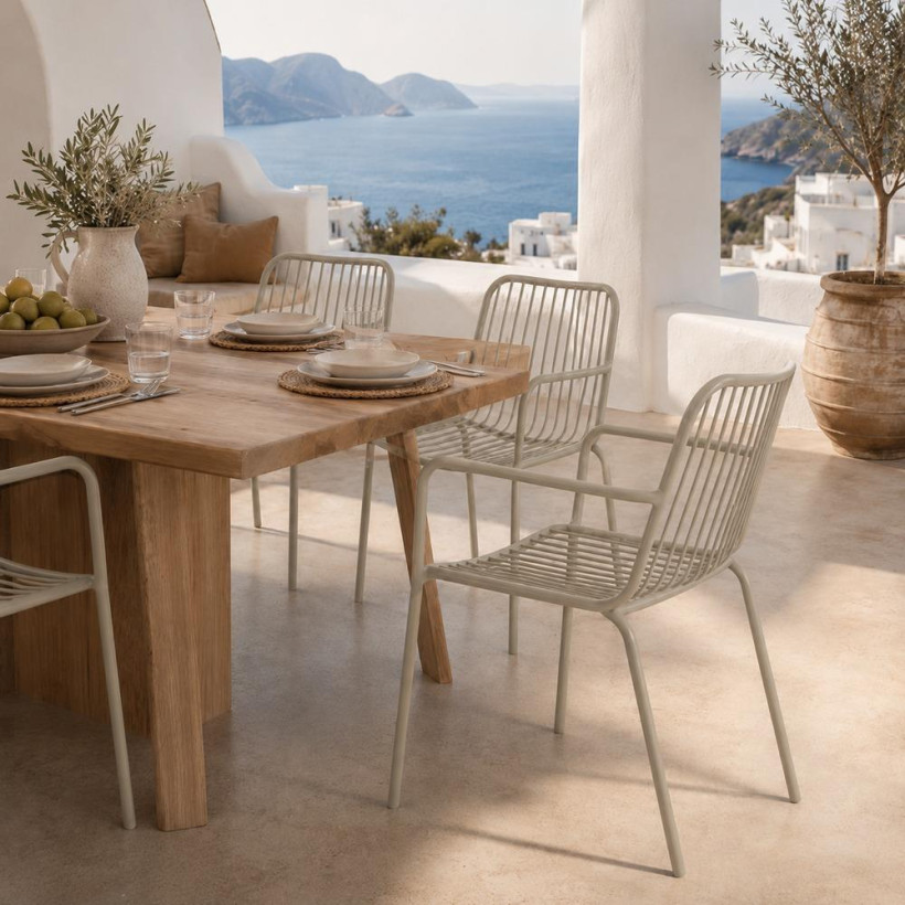 Καρέκλα μεταλλική Nextdeco γκρι ανοιχτό 57x57xΥ79εκ. - 4 ΤΕΜ