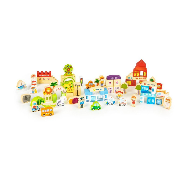 Σετ Ξύλινα Εκπαιδευτικά Τουβλάκια 120 τμχ Ecotoys HM015501