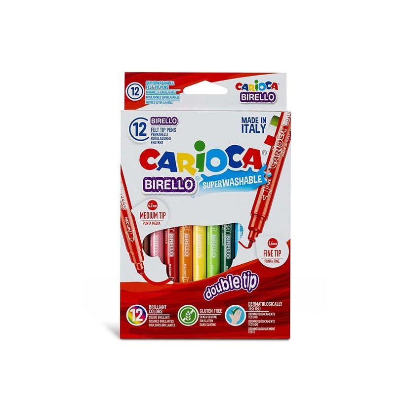 Carioca Birello μαρκαδόροι διπλής γραφής 12 χρωμάτων - 12 ΤΕΜ