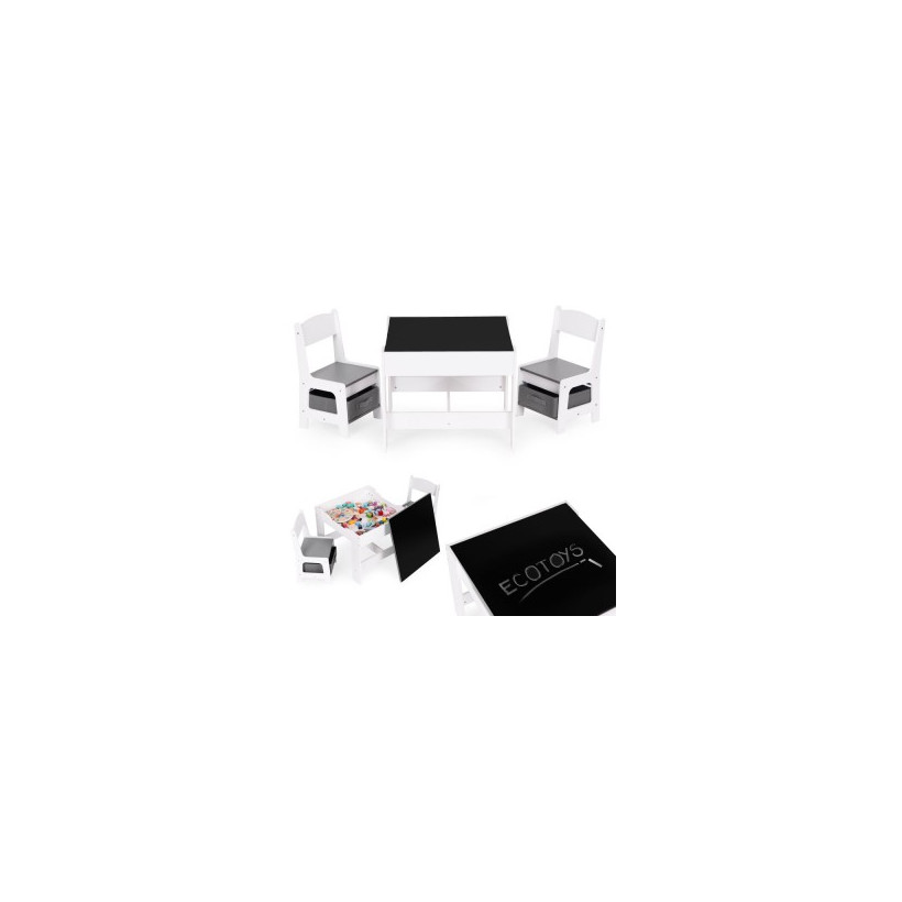 ECOTOYS Σετ παιδικών επίπλων τραπεζάκι + 2 καρέκλες πίνακας κιμωλίας ZKC-1A
