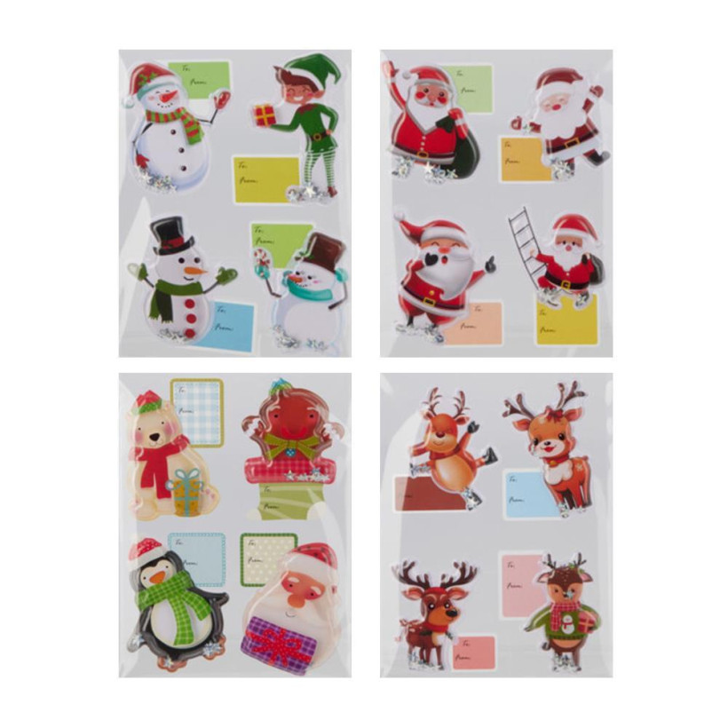 Χριστουγεννιάτικα αυτοκόλλητα 3D Holiday Friends μεγάλα - 96 ΤΕΜ