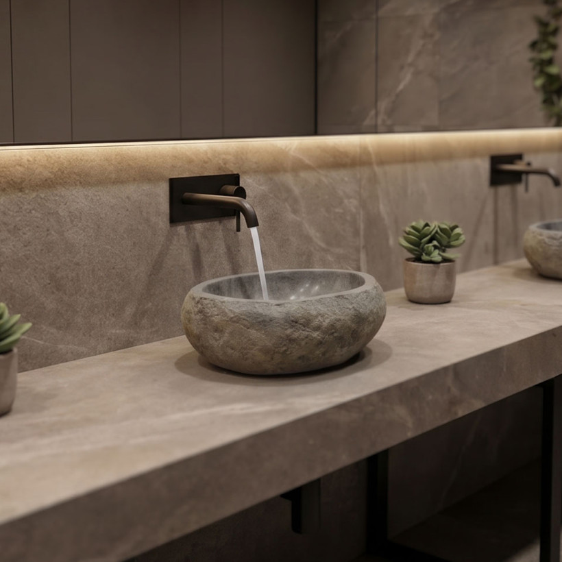 Επικαθήμενος νιπτήρας Lavello  γκρι πέτρινος 35x35x25εκ