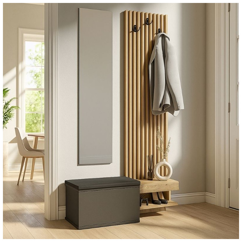 Έπιπλο εισόδου Dumont  χρώμα ανθρακί - sepet oak 104,8x35x198εκ.