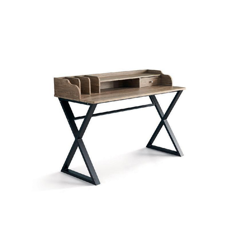 Γραφείο μεταλλικό Nextdeco καφέ με συρτάρια Υ91x120x60εκ.