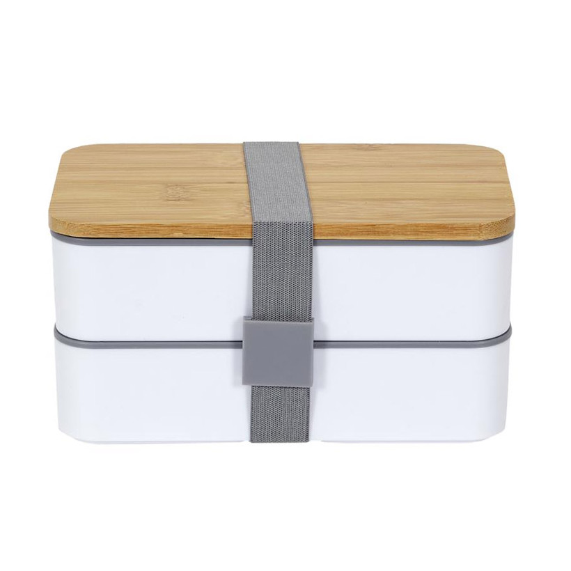 Φαγητοδοχείο - Lunch Box 2 Επιπέδων με Μαχαιροπίρουνα και Καπάκι από Μπαμπού 18.5 x 10.5 x 9.7 cm Cook Concept KA4820
