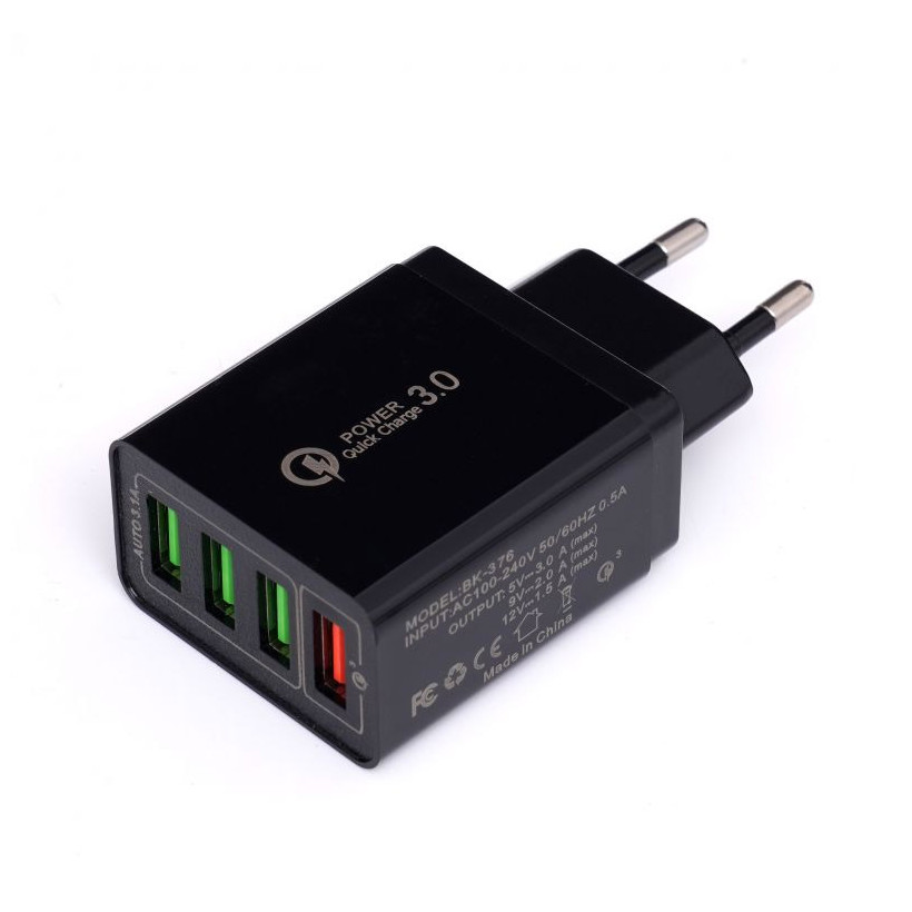 Φορτιστής Πρίζας με 3 Θύρες USB 3.1A και 1 USB QC 3.0 Kraft&Dele KD-1237