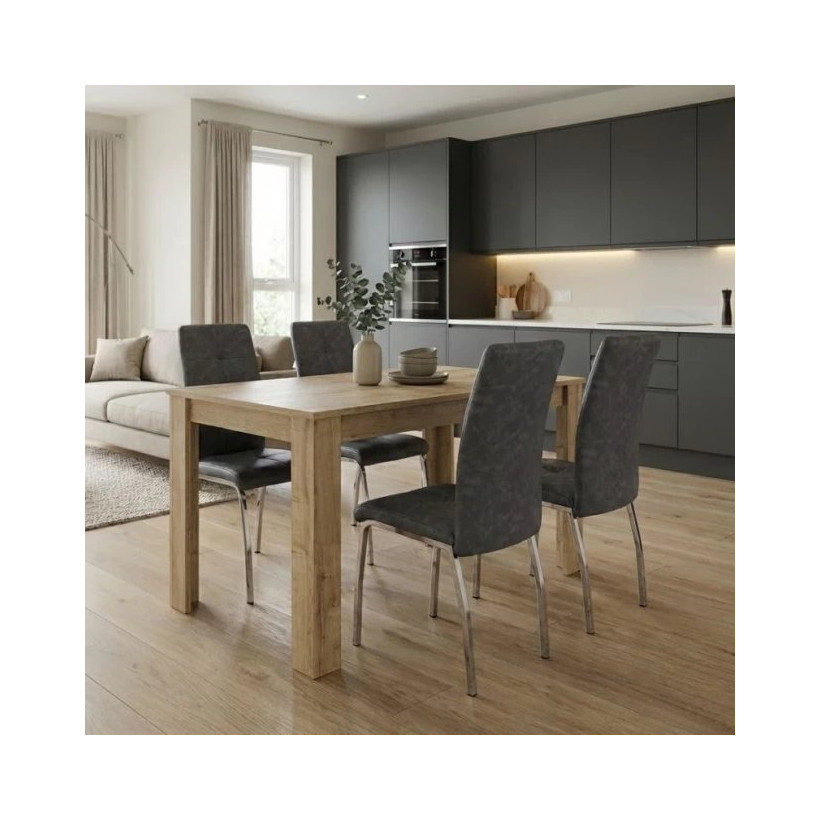 Σετ τραπεζαρία 5τμχ Darlen - Alma  χρώμα sapphire oak - γκρι 125x72x74εκ.