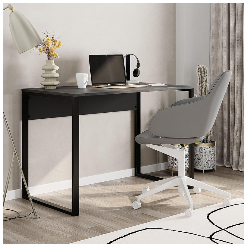 Γραφείο εργασίας Inna  χρώμα γκρι ρετρό - silky black 100x60x75εκ.