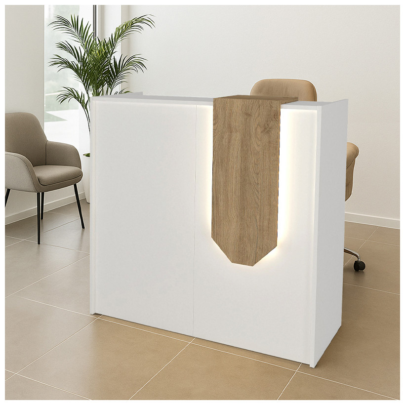 Γραφείο υποδοχής - reception Navita  με LED χρώμα λευκό - sepet oak 113,6x42x111,8εκ.