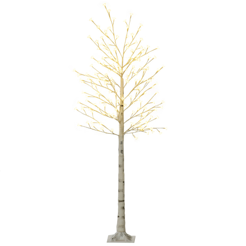 HOMCOM Φωτεινό Δέντρο Σημύδας με 180 Φώτα LED Υψος 180 cm και 3 Επίπεδα Φωτεινότητας για Εσωτερικούς και Εξωτερικούς Χώρους, Λευκό 830-629V90WT