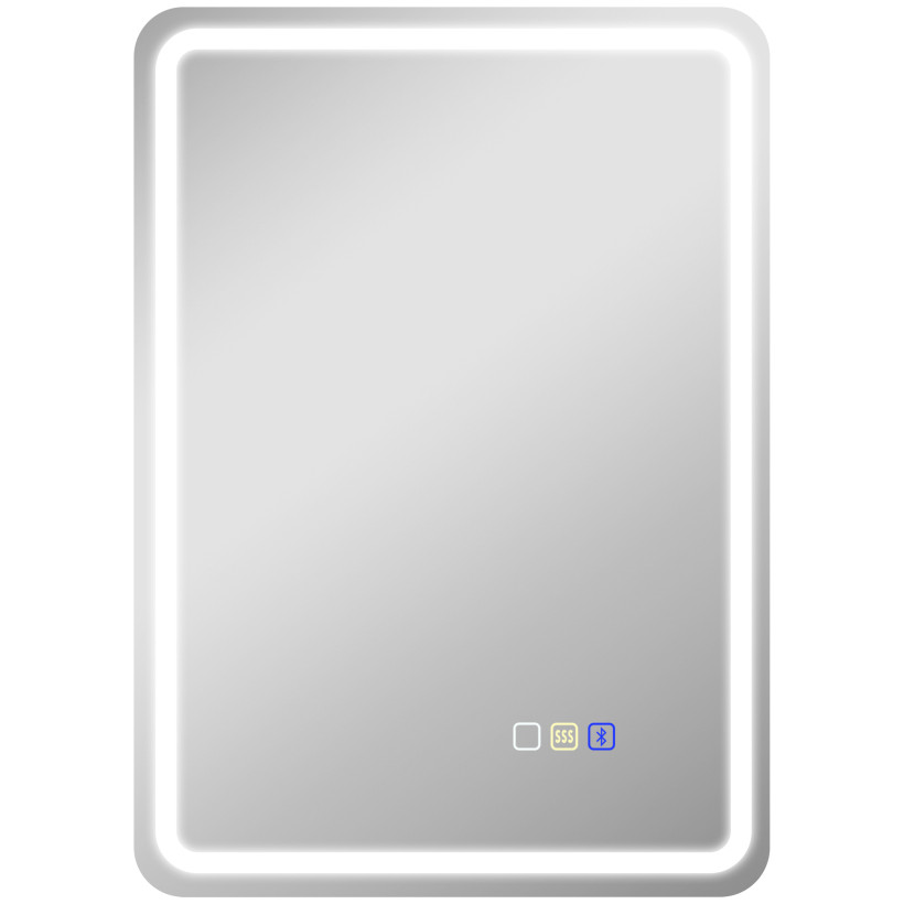 HOMCOM Καθρέφτης Μπάνιου LED με Bluetooth, Ρυθμιζόμενο Φωτισμό και Λειτουργία Μνήμης, από Σκληρυμένο Γυαλί, 70x50x3.5 εκ. 834-849V00SR