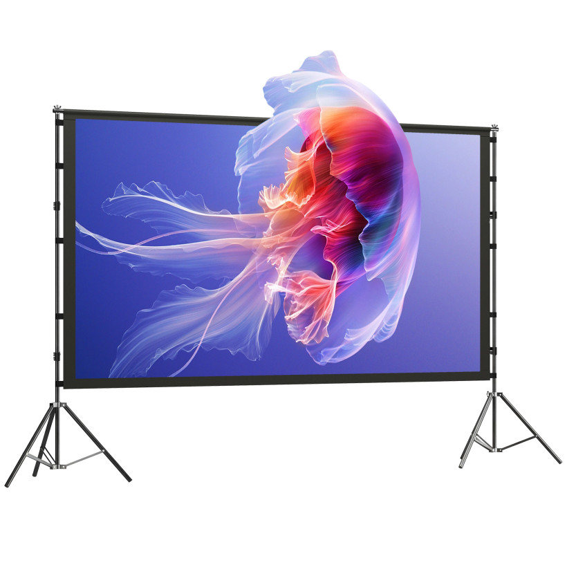 HOMCOM Οθόνη Προβολέα 100" 16:9 HD 4K/8K, Γωνία Θέασης 160°, Διπλής Όψης με Πτυσσόμενο Τρίποδη, Λευκό 001-026V00BK