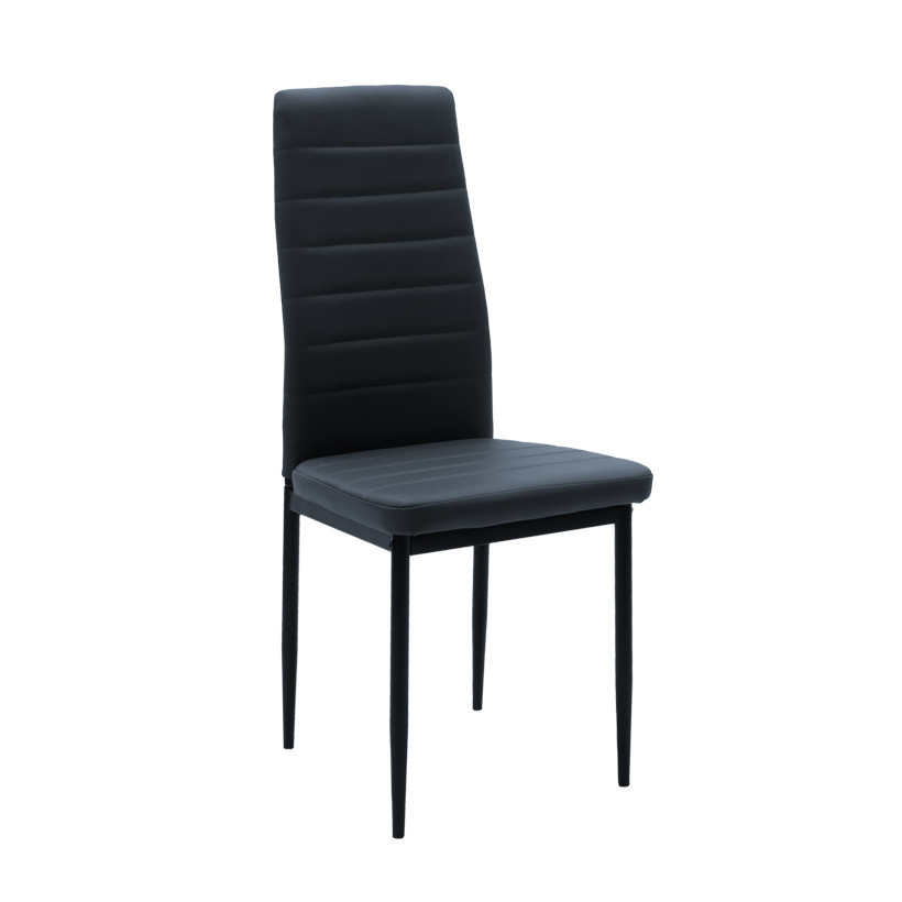 Καρέκλα Parker  PU ανθρακί-μαύρο πόδι 42x48x98εκ - 4 ΤΕΜ