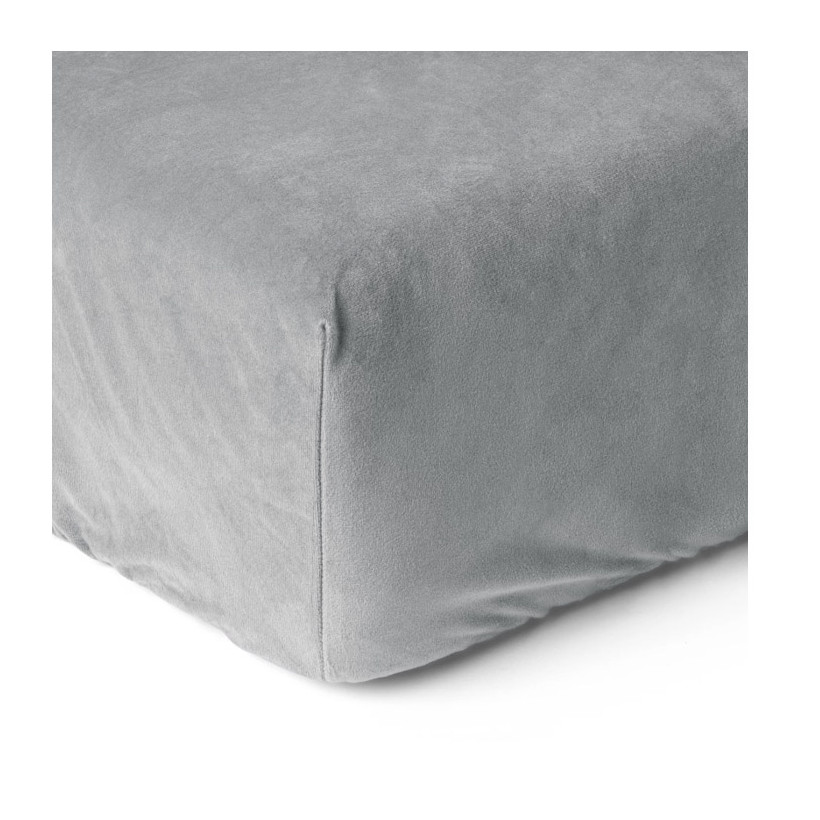 King Size Βελούδινο Σεντόνι με Λάστιχο 180 x 200 cm Χρώματος Γκρι Sleeptime 8720578055319