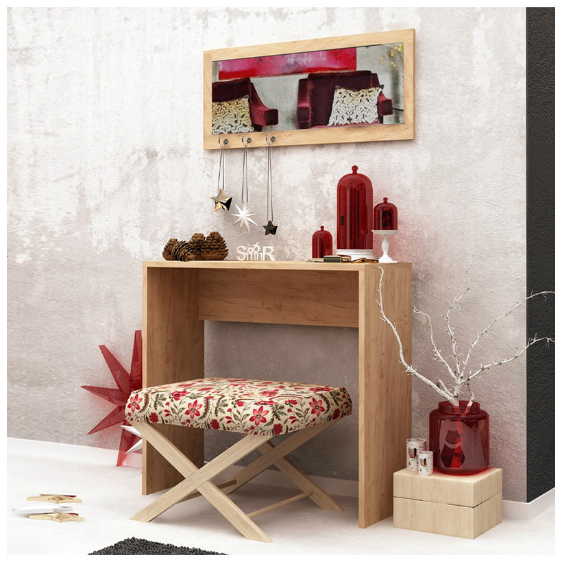 Κονσόλα με καθρέπτη Cosenza  χρώμα oak 80x30x82εκ.